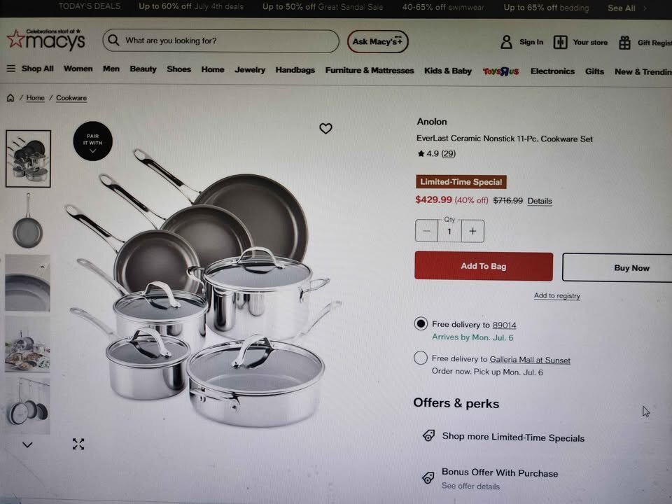 Anolon 11-Piece Ceramic Nonstick Cookware Set – Induction Ready