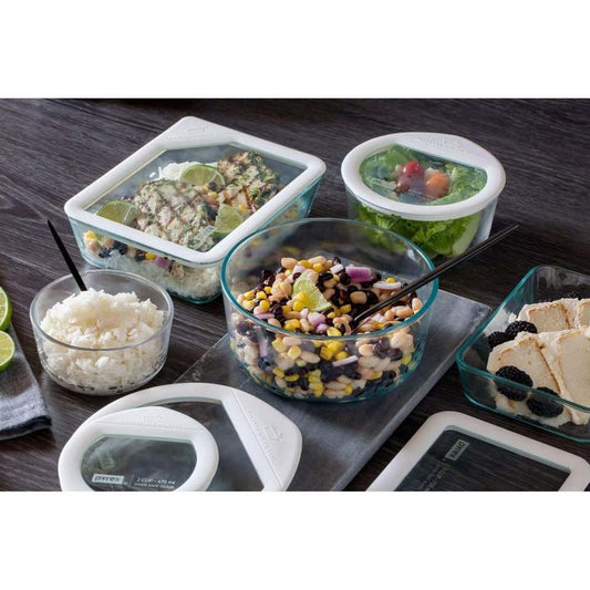 Pyrex Ultimate 10-Piece Glass Food Storage Set – New – 1 Small Chip