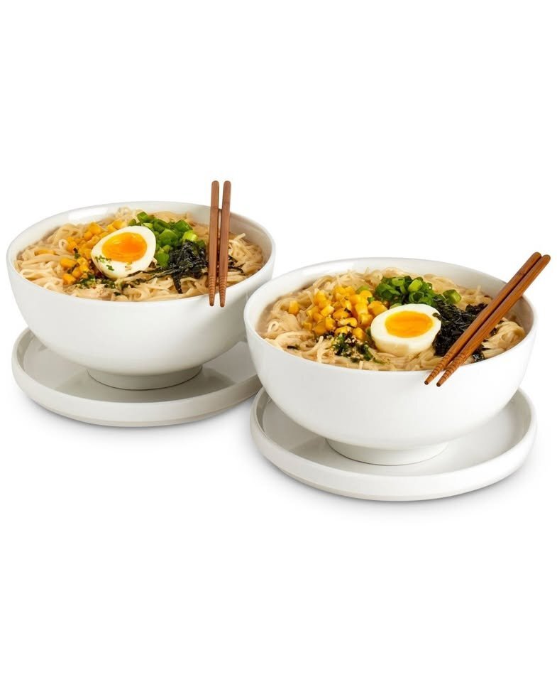 NEW Infuse Ceramic Ramen Bowl Set w/ Chopsticks – Missing 1 Lid/Plate