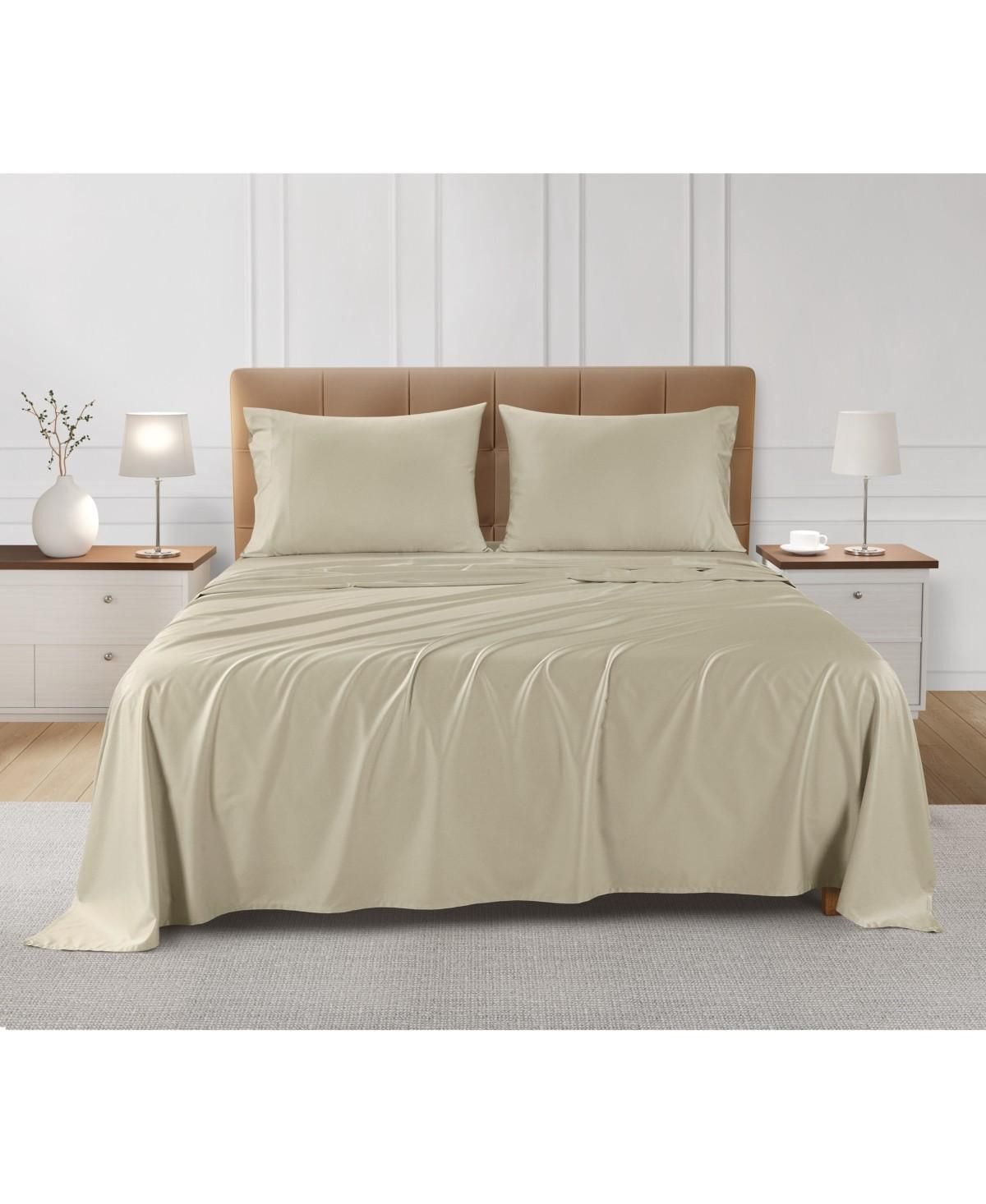 #16 SleepRx 4pc king size cotton bamboo sheet set light Tan