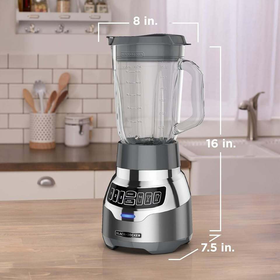 NEW Black + Decker PowerCrush Digital Blender – 900W Glass Pitcher