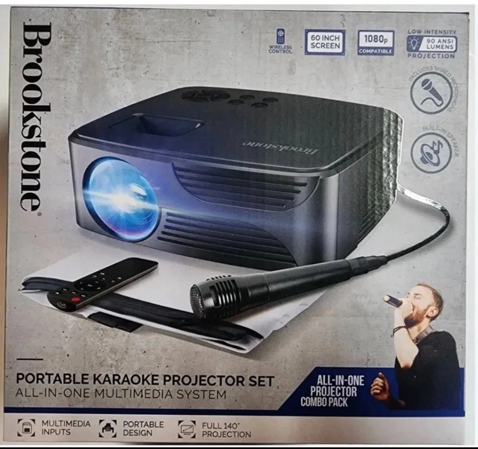 Karaoke Projector w/ Mic & Screen – Party Set (New)