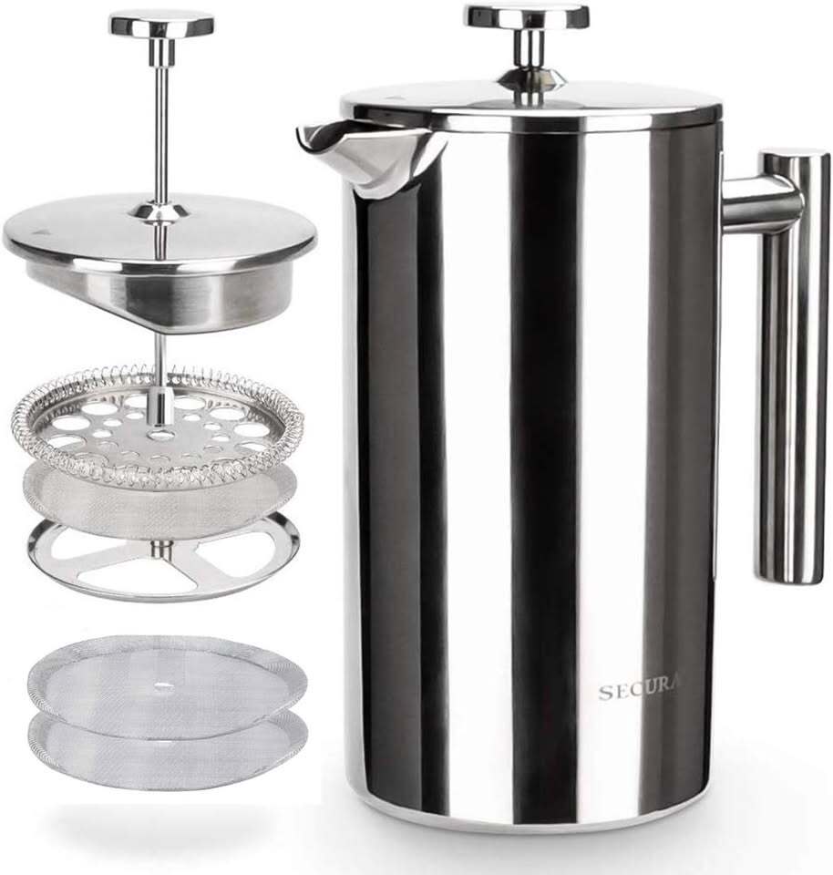 Secura 34oz Stainless Steel French Press Coffee Maker – Brand New
