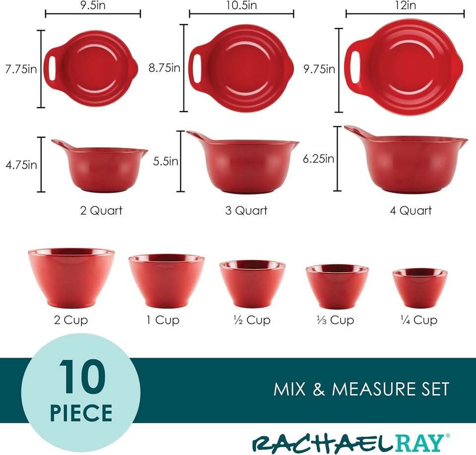 Rachael Ray 10-Piece Mixing Bowl & Measuring Set – Brand New