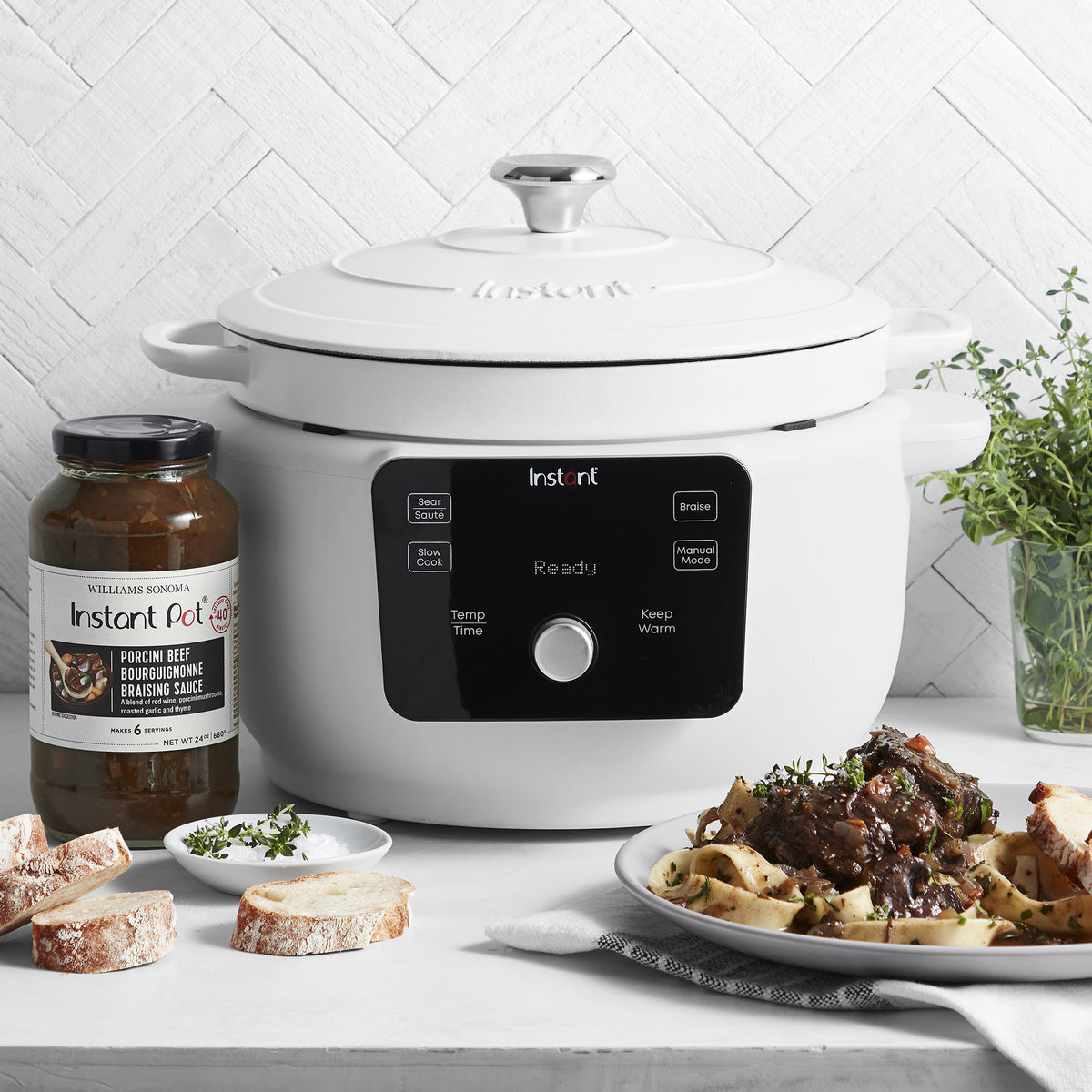 Instant Electric 6-Qt Enameled Cast Iron Dutch Oven – Gray – 1500W – Local Pickup