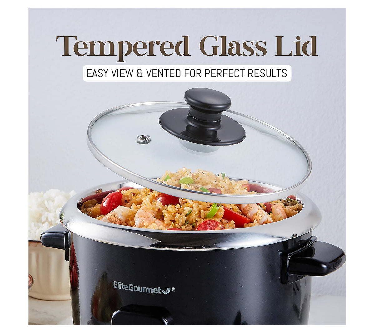 NEW Elite Gourmet 6-Cup Rice Cooker – Stainless Steel Inner Pot & Steamer.