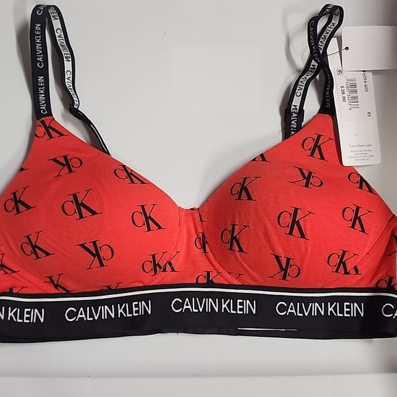 NWT Calvin Klein Archive Logo Lightly Lined Wirefree Bra QF6094 XS
