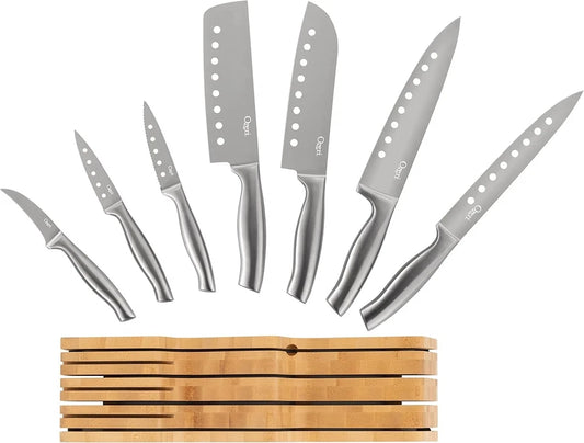 Brand New Cangshan Sanford 7-Piece Forged German Steel Knife Set & Tray